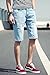L'asher Men Holey Torn Design Jeans Half Pants Blue Denim Shorts
