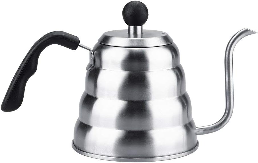 Stainless Steel Tea Coffee Kettle, Gooseneck Thin Spout for Pour Over Coffee, Works on Gas, Electric, Induction Stovetop for Fast Water Heating(1.2L)