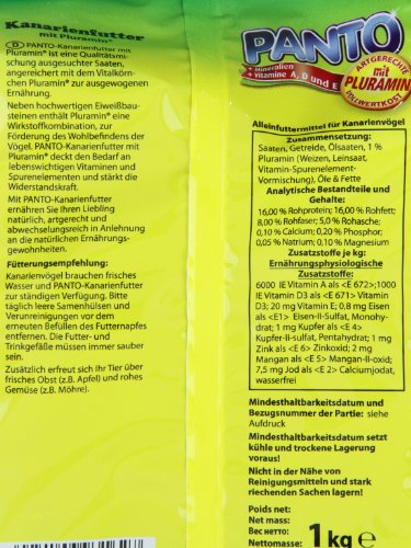 PANTO Kanarienfutter mit Pluramin, 5x1kg - Ziervogelfutter aus bunter Saatenmischung, Vogelfutter ohne Nüsse – Bild 4