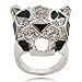 EVER FAITH® Teardrop Leopard Clear Austrian Crystal Ring Silver-Tone