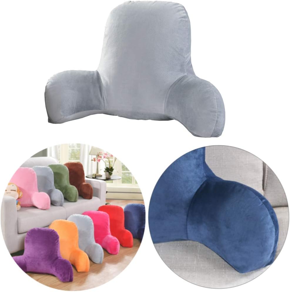 Finebaby Backrest Pillows for Bed with Arms,Plush Big Backrest Reading Rest Pillow Bed Adult Backrest Lounge Cushion Back Support,T-Shape Reading Lumbar Cushion Pillows (S:20.47x14.96x7.87, Grey): Home & Kitchen