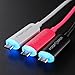 FosPower [10 ft] Micro USB Charge & Sync Cable with Blue LED Charge Indicator for Cellphones, Tablets and Portable Electronics - For Nexus 6, Motorola Moto G X, Samsung Galaxy Note 2 3 4, Galaxy Edge, Galaxy S3 S4 S5, LG G3, Vigor, G2, HTC One M8 M7, Nokia Lumia 1020 900 830 (Pink)