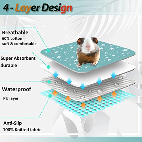 HERCOCCI 2 Pack Guinea Pig Cage Liners, Super Absorbent Reusable