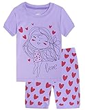 Girls Short Pajamas Love Girls Little Kids Pjs 100% Cotton Toddler Clothes Short Set