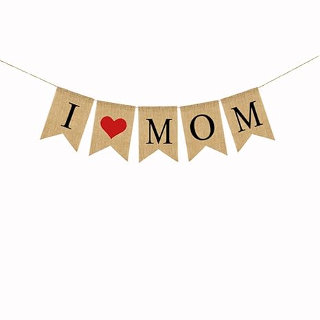2m Mother S Day Burlap Bunting Banner I Love Mom Hanging Flag