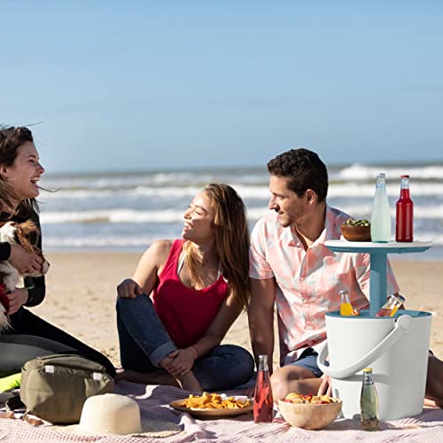 Keter Go Bar 4.2 Gallon Beer and Wine Cooler with Handle and Pop Up Outdoor Table Perfect for