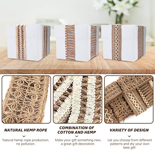 VGOODALL 7 Pack Jute Ribbons，Lace Craft Ribbon Burlap 14 Meters for Crafts Wraping Gifts Party Holiday and Rustic Wedding Decorations