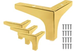 Seimneire 4pcs 4 Inch Furniture Legs, Modern Style Furniture Sofa Legs Metal Luxury Gold Triangle Feet for Table Cupboard Sofa Couch Chair