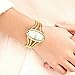 Top Plaza Womens Fashion Bangle Cuff Bracelet Quartz Watch, Oval Face Gold Tone - Silver Face