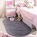 Bedroom Blanket Mat,Woopower 40x60cm(15.7x23.6inch) Cute Oval Velvet Mat Thicken Shaggy Floor Rug For Living Room Bedroom (Grey)