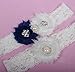 Sunshinesmile Wedding Bridal Lace Garter Set with Rhinestone blue