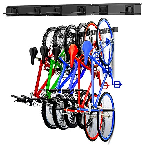 WALMANN Bike Storage Rack, 6 Bike Hooks for Garage & Home Space Saving Wall Mount Vertical Bike