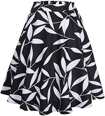 KILLREAL Women's Vintage Knee Length Flare Floral A Line Pleated Skirt
