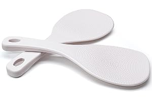 Vonty 2pcs Plastic Non Stick Rice Paddle Spoon Rice Spatula 7.4 Inch, White B