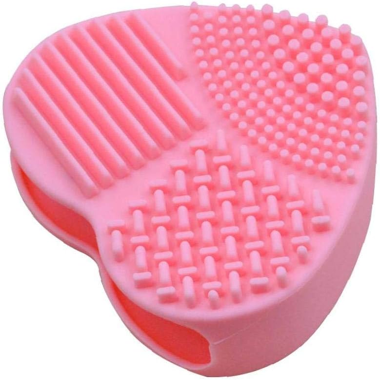 1pc Makeup Brush Cleaner Silica Gel Finger Glove Washing Scrubber Board Heart Shaped Brushes Cleaning Mat Cosmetic Beauty Tools(pink)