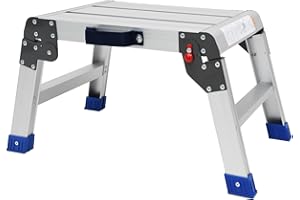 Loyoda Foldable Step Stool for Adults, Lightweight and Durable Portable Outdoor Aluminum Work Platform, Folding One Step Stool Maximum Load Capacity of 440 Pounds