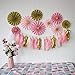 Mybbshower Pink Gold Paper Rosettes Princess Girl Birthday Party Wedding Flower Background Wall Hanging Home Nursery Room Decoration Pack of 9