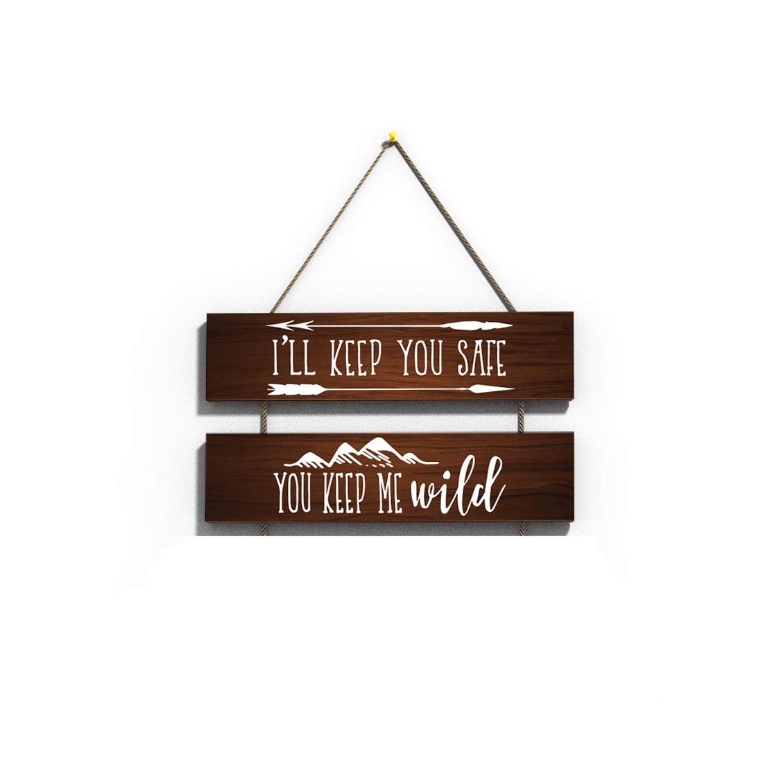 100yellow® Wood Wall Hanging Board Plaque Sign (7 x 10.5 inch, Brown