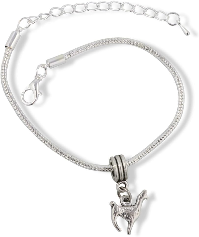 Dave The Bunny Llama Bracelet | Stainless Steel Snake Chain Charm Bracelet Great Llama Charms for Bracelets and Alpaca Jewelry Gift for Women Perfect Llama Jewelry Gifts for Llama Lovers