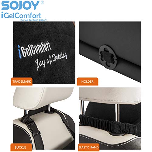 Sojoy iGelComfort Enhanced Multi-Use (Car/Truck/Office/Home/Outside) Gel Seat Cushion with Memory Foam (Black) (19x15x5)