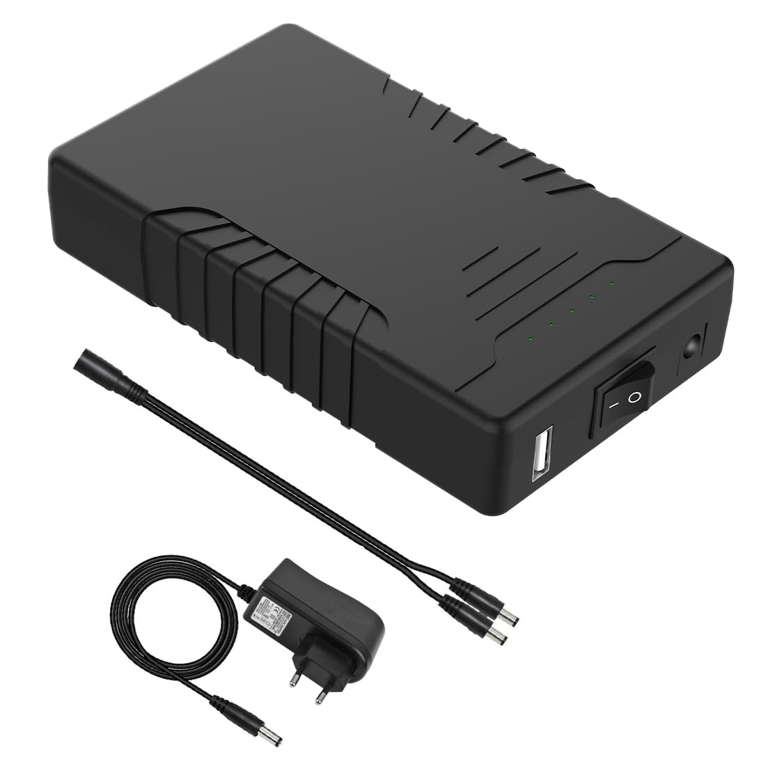 TalentCell Rechargeable 36W 12V/6000mAh 5V/12000mAh DC Output Lithium Ion Battery Pack for LED Strip, Tape Light, CCTV Camera and more, Black