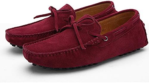 Yuanli's Men's Suede Leather Slip-On Loafers Casual Driving Moccasin Flats Shoes Blue