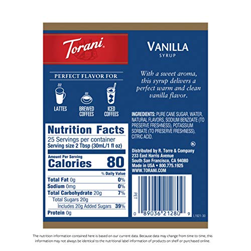 Torani Syrup, Vanilla, 25.4 Ounce (Pack of 4) Buy Online in UAE