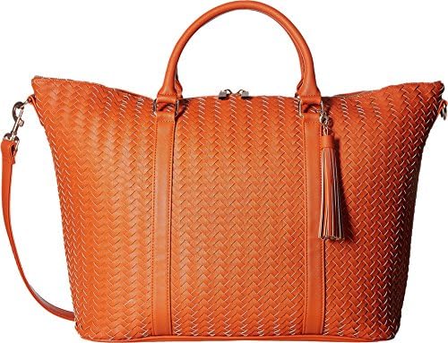 Deux Lux Women's Sullivan Weave Weekender with Tassel Pumpkin Handbag