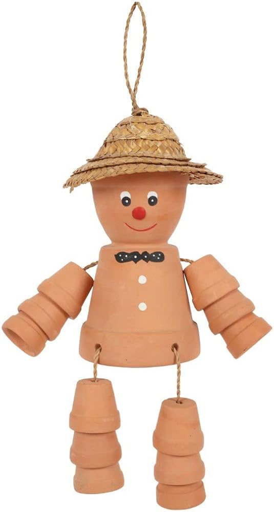 Charming Brown Terracotta Small Pot Man - 25cm x 9cm (1 Pc.) - Versatile & Unique Design, Quality Materials - Perfect for Outdoor Space - Image 3