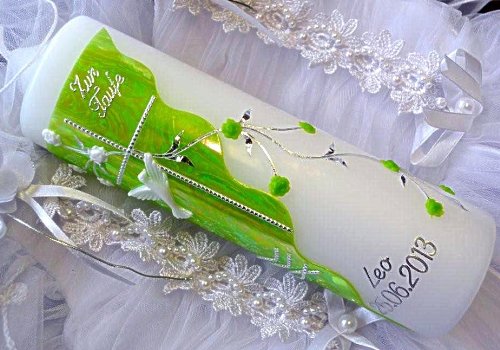 kerzenzauber-lusine Baptism Candle Communion Candle Boy Girl 250/70 mm VT-04 incl. Accessories for self-Labeling