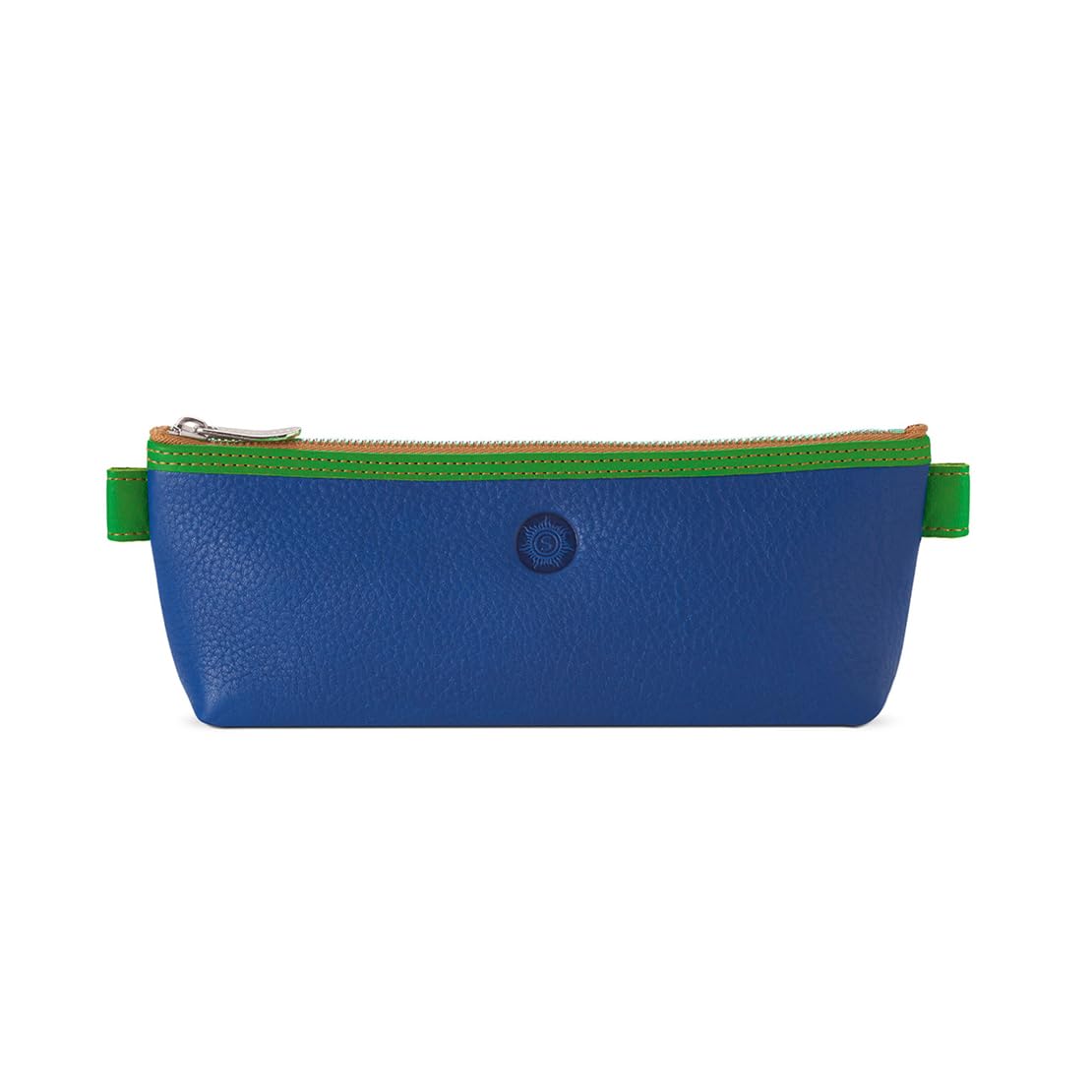Sonnenleder "Berit" High Quality Leather Pencil Case, Color: Blue / Green, Natural Leather * Made in Germany