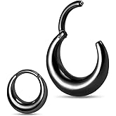 MOQIKAKA16G 8mm Septum Rings - Stainless Steel Segment Nose Rings for Women Men - Hinged Segment Nose Helix Cartilage Clicker Hoop Earrings for Daith Rook Tragus Piercing