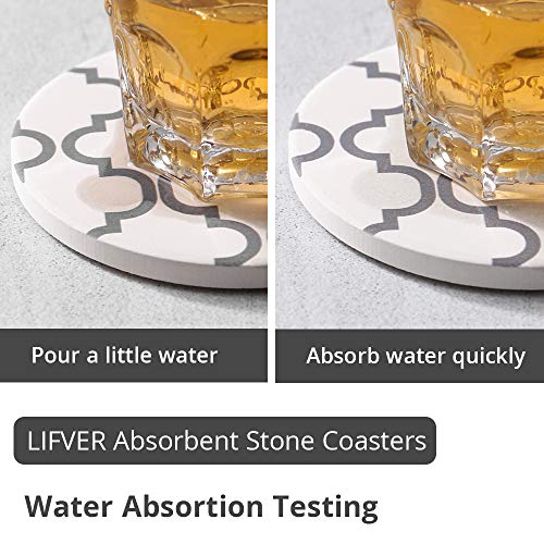 image for LIFVER Coasters for Drinks, Set of 6 Absorbent Coasters with Holder, H