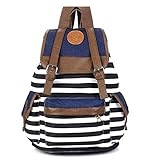 Eforstore New Unisex Canvas Backpack School Bag Vintage Stripe College Laptop Bags Rucksack for Teens Girls Boys Students Outdoor Travel with 1 Pc Eforstore Red Lucky Charms