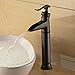 Senlesen Waterfall Spout Oil Rubbed Bronze Single Handle Bathroom Sink Vessel Faucet Basin Mixer Tap, ORB Lavatory Faucets Tall Body