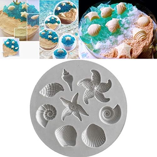 Mofun® Silicone Moulds Baking, Silicone molds ice Cube Tray for Stars & Shells, for Chocolate, Candles, Jello ecc, BPA Free, Starfish Decorating Icing Mold, Make Happy Your Kids (6.5 * 6.5 * 1cm)