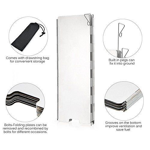 Virtuous Camping Stove Windscreen for Use with Solo Stove and Pocket,Camp,Propane,Butane,Alcohol Stoves Windscreen,Outdoor,Aluminum 8 Plates - Thumbnail 3