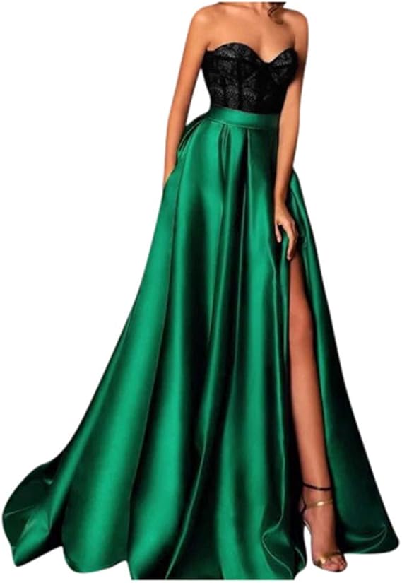 green full length evening dresses