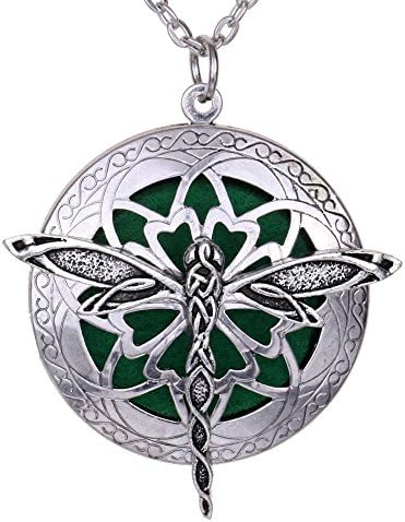 Aromatherapy Diffuser Essential Oil Lockets Dragonfly Pendant Necklace Jewelry + Bohemia Style Gift Pouch (XSH-529)