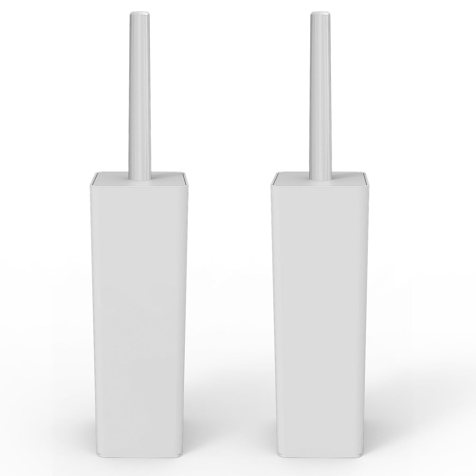 Topsky 2-Pack Closed Toilet Brush Compact Toilet Brush and Holder, Plastic Square Barrel Toilet Brushes (White)