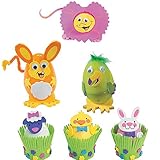 Foam Easter Egg and Friends Decorating Craft Kits - Including 3 Kits, Each Kit make 12