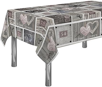 60 x 80-Inch Rectangular Tablecloth Grey and Pink Street Lovers, Stain Resistant, Washable, Liquid Spills bead up, Seats 6 to 8 People (Other Size Available: 63" Round, 60 x 95", 60 x 120").