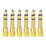 VCE 6-Pack Gold Plated 6.35mm 1/4 inch Male to 3.5mm 1/8 inch Female Stereo Jack Adapter