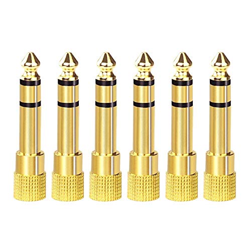 VCE 6-Pack Gold Plated 6.35mm 1/4 inch Male to 3.5mm 1/8 inch Female Stereo Jack Adapter