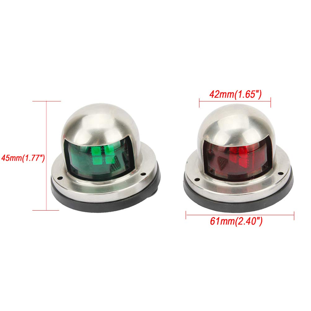 Senzeal One Pair LED Bow Navigation Lights Boat Yacht Light DC 12V Sailing Signal Lights for Boat (Red and Green)