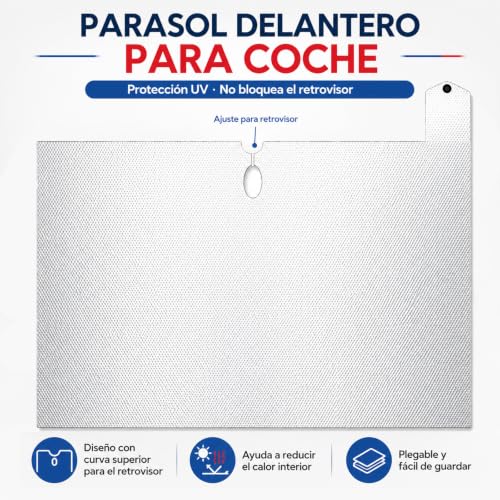 Enerfero Retractable Car Sunshade, Front Sunshade, UV Protection, Folding Sun Shade, Adjustable Size, Titanium Coated.