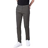 Plaid&Plain Men's Skinny Stretchy Khaki Pants Colored Pants Slim Fit Slacks Tapered Trousers