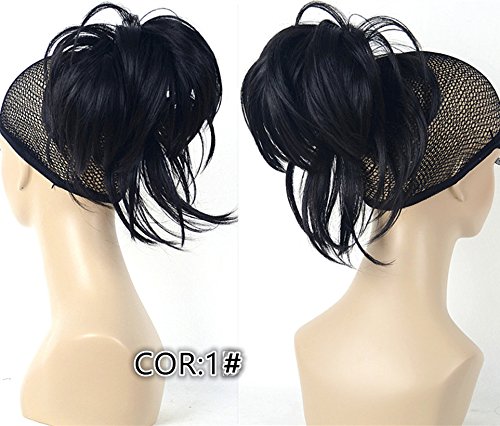 Lydell Adjustable Messy Style Ponytail Hair Extension Synthetic Hair-Piece with Jaw Claw Amzing Shape For You (1# Black)
