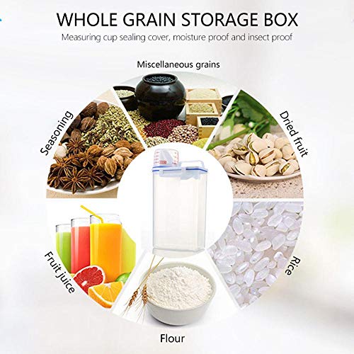AOLVO Rice Bin 2kg Rice Container, 3 Pcs Airtight Cereal Container Rice Barrel Dry Grain Dispenser Thicken Rice Cylinder Clear Food Storage Box with Airtight Design Measuring Cup Pour Spout (3pc)