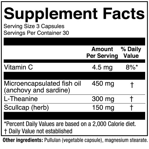 LTO3 with LTheanine, Omega3, and Skullcap (90 Capsules) Buy Online